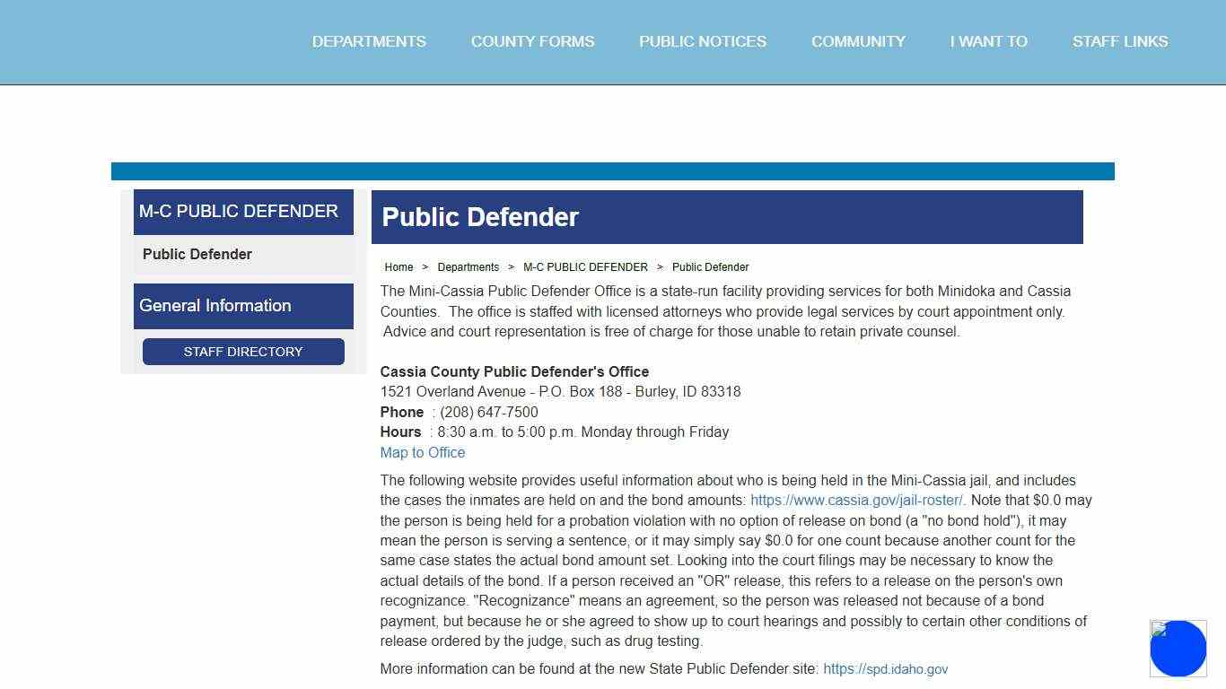 Cassia County, Idaho - Public Defender