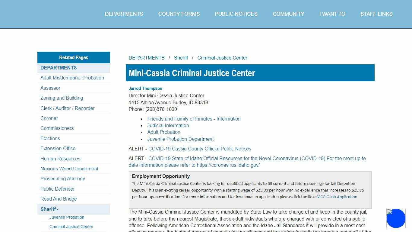 Cassia County, Idaho - Mini-Cassia Criminal Justice Center